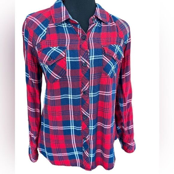 Rails Women's Kendra Flannel Red Blue Plaid
Flap Pockets Button Shirt Size XS - Picture 1 of 7